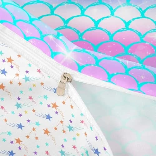Erosebridal Fish Scale Duvet Cover Full Size Blue Purple Mermaid Scales Decor Bedding Set | Soft Microfiber Comforter Cover thumbnail 6
