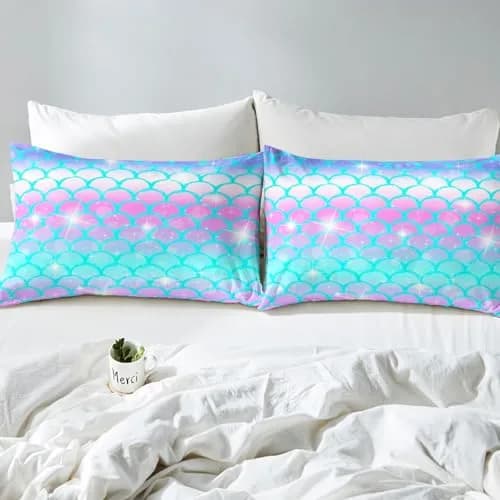 Erosebridal Fish Scale Duvet Cover Full Size Blue Purple Mermaid Scales Decor Bedding Set | Soft Microfiber Comforter Cover thumbnail 7