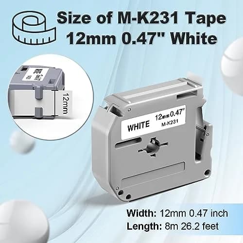 Labelife M-K231 Label Tape Replacement for Brother P Touch M Tape 12mm 0.47 | Durable, Water-Resistant Indoor Labeling thumbnail 3