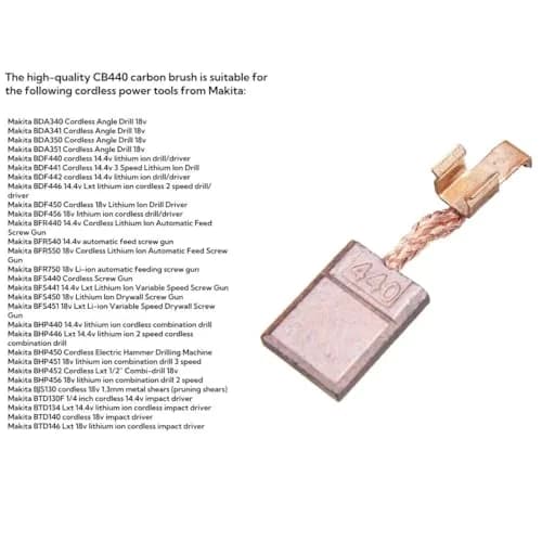 TUAIC CB440 Carbon Brush Set (4 Pack) for Makita 18V & 14.4V Power Tools | Durable Replacement thumbnail 3