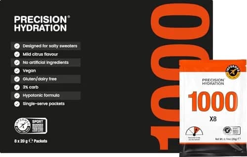 Precision Hydration Electrolyte Powder - No Artificial Ingredients, Multi Strength Hydration Packets - Individual Waterproof Servings - Gluten/Dairy Free, 8 Packets (1000mg/L-Orange) thumbnail 1