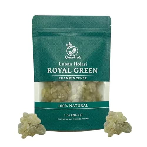 Oman Herbs Royal Green Hojari Frankincense 28.35 g (1 oz) | Pure Boswellia Sacra Incense thumbnail 1