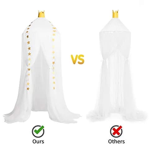 Jolitac Princess Bed Canopy for Girls Room Decor 2.4m (7.9ft) | Round Lace Mosquito Net for Kids Bedroom (White) thumbnail 8