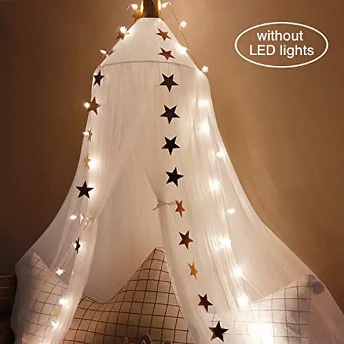 Jolitac Princess Bed Canopy for Girls Room Decor 2.4m (7.9ft) | Round Lace Mosquito Net for Kids Bedroom (White) thumbnail 3