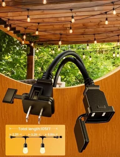 Svater Outdoor String Lights 105 FT Waterproof Commercial Grade ETL | Bright White 80LM, Dimmable, Heavy Duty thumbnail 3