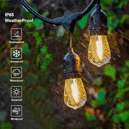 Svater Outdoor String Lights 50 FT Warm White Waterproof LED E26 | Commercial Grade & Dimmable thumbnail 7