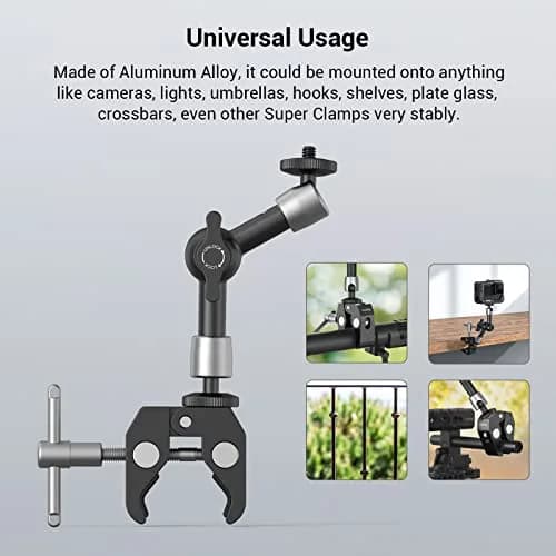 SMALLRIG Super Clamp with Articulating Magic Arm 13.9 cm (5.5") | Mounts Cameras, Lights, Monitors thumbnail 6