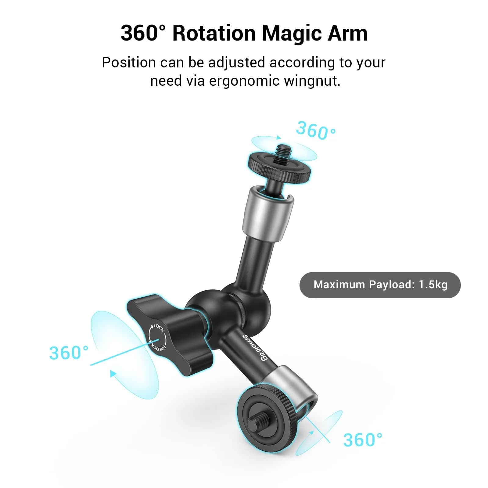 SMALLRIG Super Clamp with Articulating Magic Arm 13.9 cm (5.5") | Mounts Cameras, Lights, Monitors - view 3