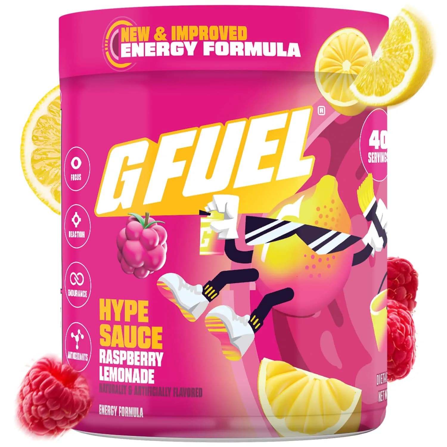 G Fuel Hype Sauce 2.0 Energy Drink Powder | Sugar Free Raspberry Lemonade, 8.7oz - main product image