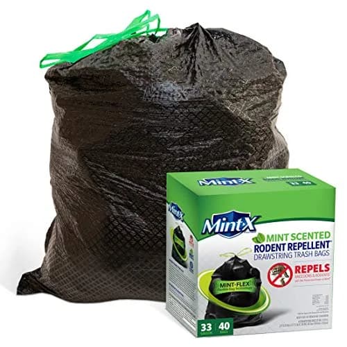 Mint-X Rodent Repellent Outdoor Trash Bags 33 Gallon | Humane Pest Control with Mint-Flex Technology thumbnail 1