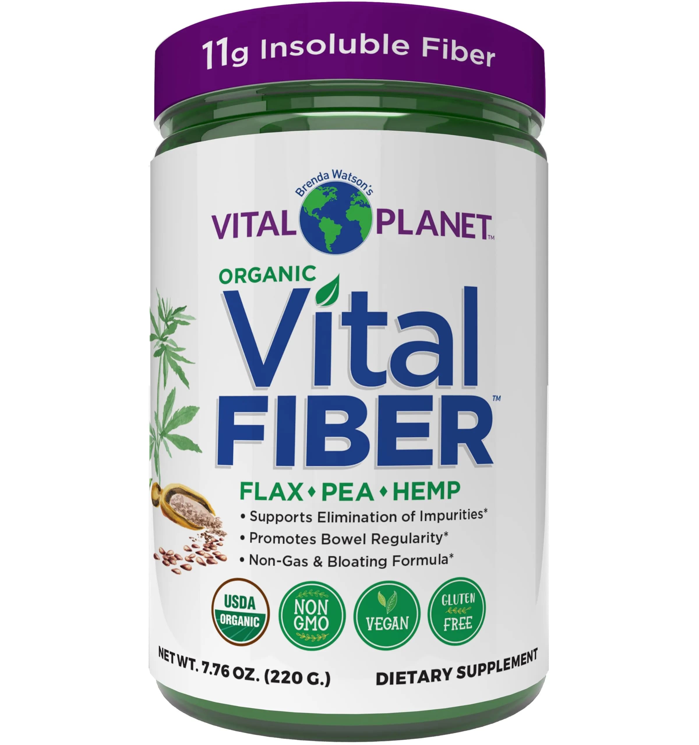 Vital Planet Vital Fiber Powder, Organic Dietary Fiber Support for Gut Regularity, 7.76 oz | Unflavored, Vegan, Non-GMO