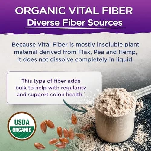 Vital Planet Vital Fiber Powder, Organic Dietary Fiber Support for Gut Regularity, 7.76 oz | Unflavored, Vegan, Non-GMO thumbnail 4