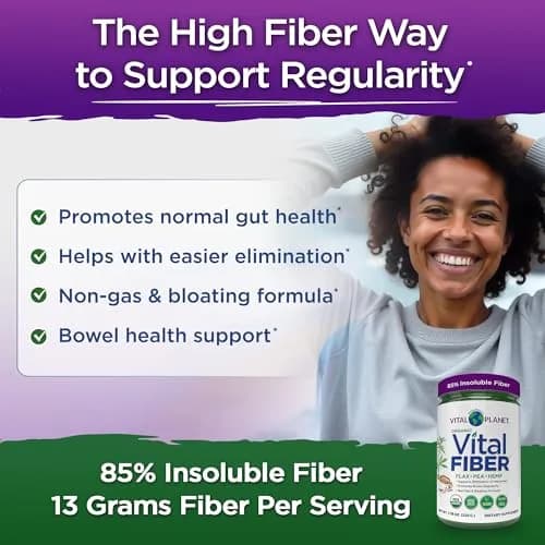 Vital Planet Vital Fiber Powder, Organic Dietary Fiber Support for Gut Regularity, 7.76 oz | Unflavored, Vegan, Non-GMO thumbnail 5