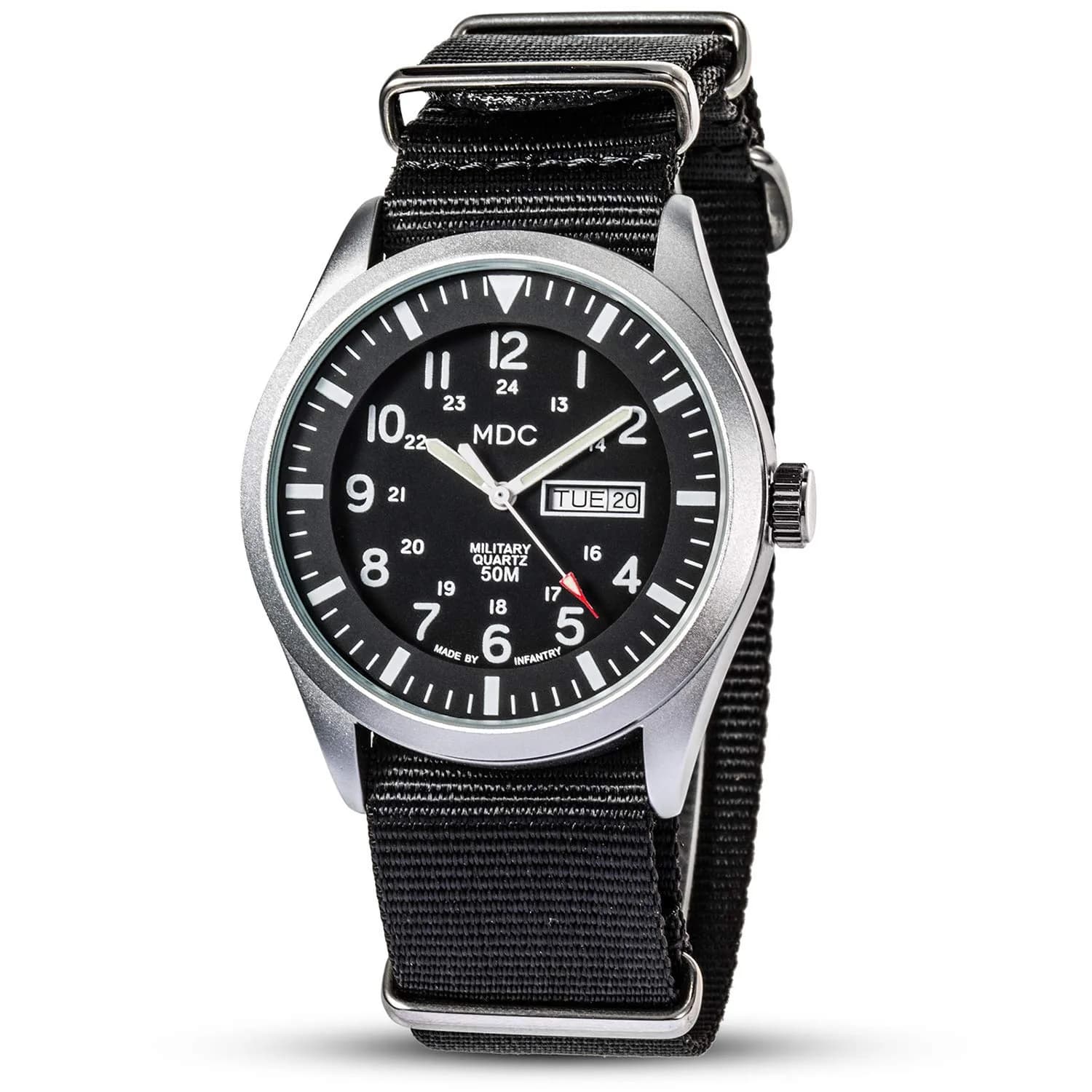 Infantry Military Field Watch 40mm Black Nylon Band | Easy-Read Analog Dial - main product image
