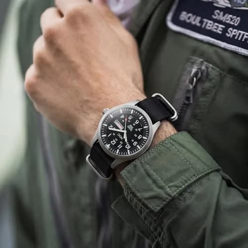 Infantry Military Field Watch 40mm Black Nylon Band | Easy-Read Analog Dial thumbnail 2