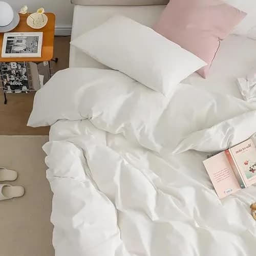 Cottonight White Comforter Set King Bedding Comforter Set Plain Solid Color Blanket Quilts Soft Breathable Pure White Bedding Set for Women Men Hotel Quality King Bed thumbnail 2