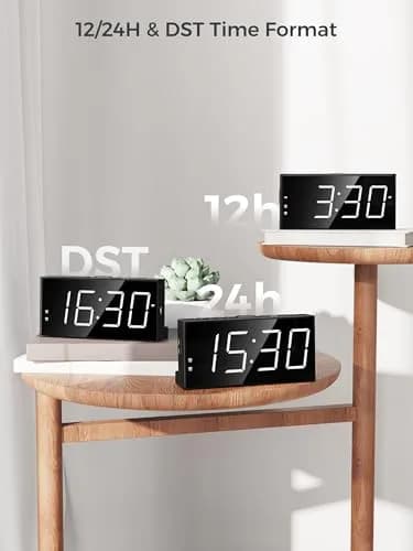 PPLEE Digital Alarm Clock with 7.5-Inch Large LED Display & Dual Alarms | White, Plug-In with USB Charging thumbnail 8