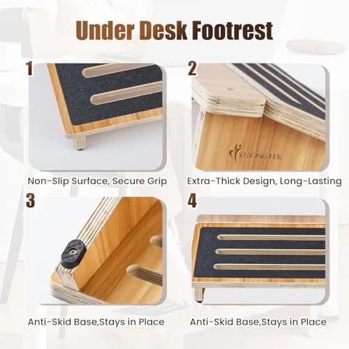 StrongTek Under-Desk Footrest 4.5 in High Non-Slip Office Use | Ergonomic Support for Posture & Circulation thumbnail 5