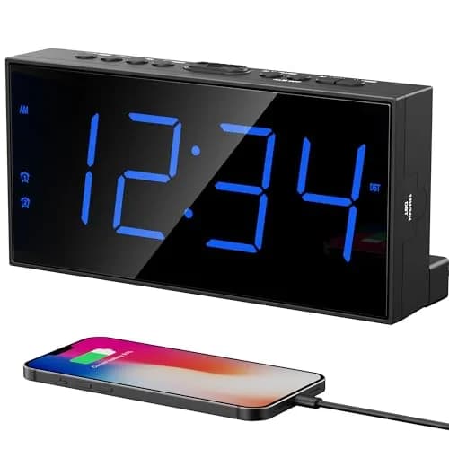 PPLEE Digital Alarm Clock for Bedroom, 7.5-Inch Large Display, Dual Alarms with USB Charging | Loud Alarm Clock for Heavy Sleepers thumbnail 1