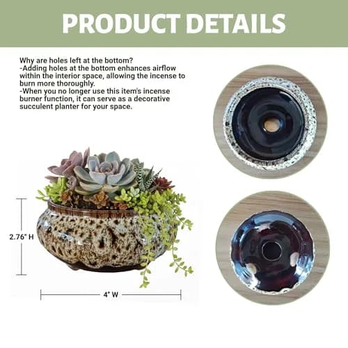 LamDawn Fambe Gray Ceramic Incense Burner with Calabash Holder | Meditation & Relaxation thumbnail 7