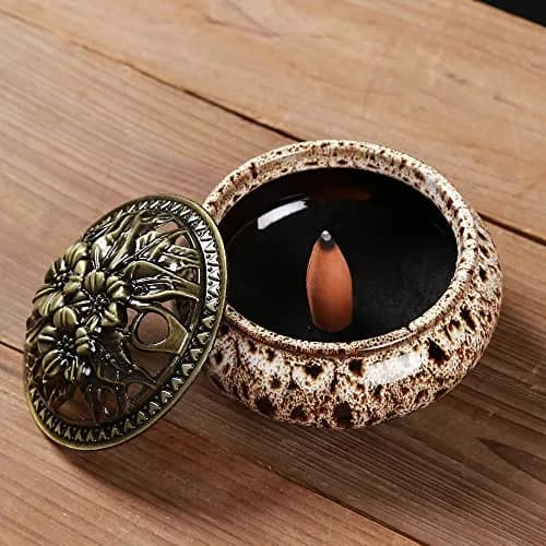 LamDawn Fambe Gray Ceramic Incense Burner with Calabash Holder | Meditation & Relaxation thumbnail 9