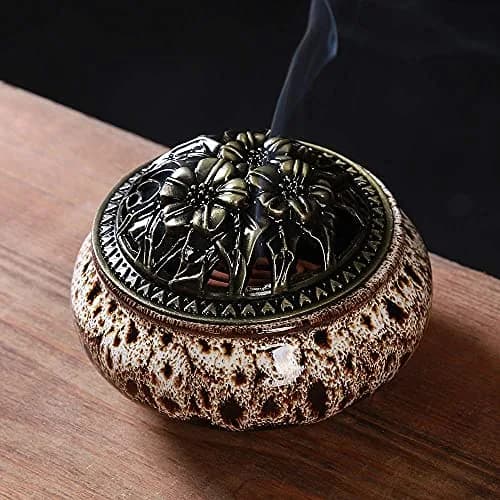 LamDawn Fambe Gray Ceramic Incense Burner with Calabash Holder | Meditation & Relaxation thumbnail 4