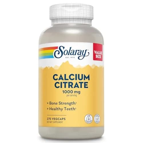 SOLARAY Calcium Citrate 1000 mg 275 VegCaps | Bone & Teeth Support, Gentle Digestion Formula, 68 Servings, Vegan, Lab Verified thumbnail 1