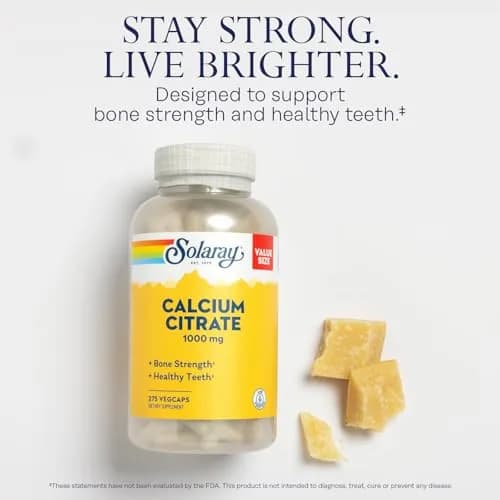 SOLARAY Calcium Citrate 1000 mg 275 VegCaps | Bone & Teeth Support, Gentle Digestion Formula, 68 Servings, Vegan, Lab Verified thumbnail 3