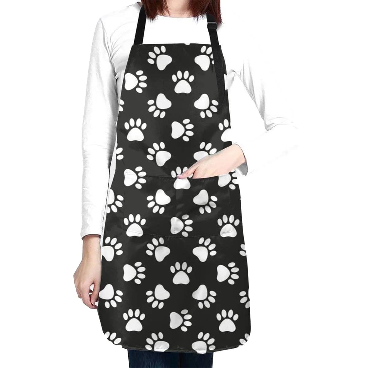 Abucaky Dog Animal Paws Print Waterproof Apron for Adults | Kitchen & BBQ Protection (70-120 chars) — Dog Paws #01