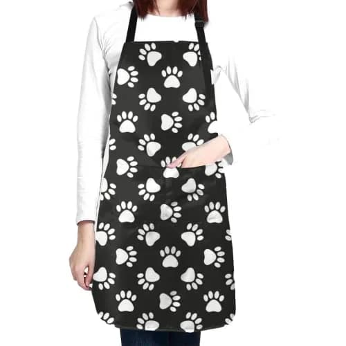 Abucaky Dog Animal Paws Print Waterproof Apron for Adults | Kitchen & BBQ Protection (70-120 chars) thumbnail 1
