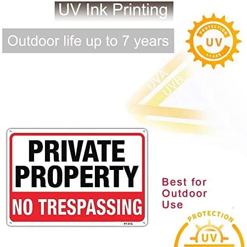 Dxyizus signs No Trespassing Sign Private Property 10x14 Inch Aluminum (4-Pack) | Rust-Free & Weatherproof Yard Sign thumbnail 5