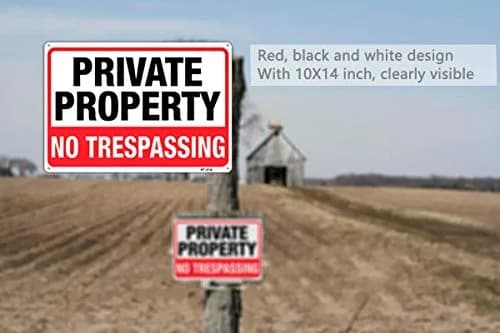 Dxyizus signs No Trespassing Sign Private Property 10x14 Inch Aluminum (4-Pack) | Rust-Free & Weatherproof Yard Sign thumbnail 2