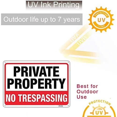 Dxyizus signs Private Property No Trespassing Signs 25cm x 35cm (10" x 14") | Heavy Duty Aluminum, UV Protected, 2-Pack thumbnail 4