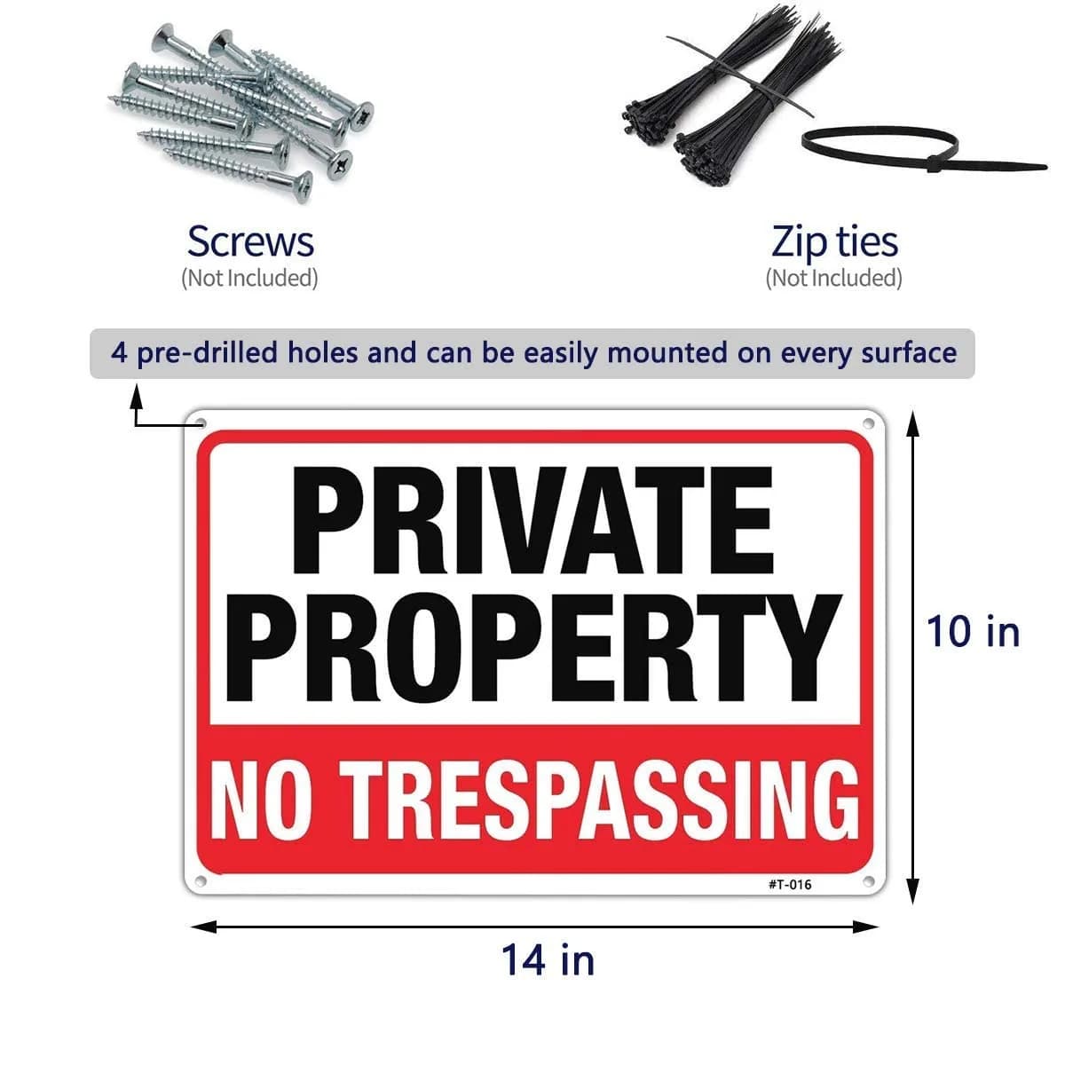 Dxyizus signs Private Property No Trespassing Signs 25cm x 35cm (10" x 14") | Heavy Duty Aluminum, UV Protected, 2-Pack - view 7