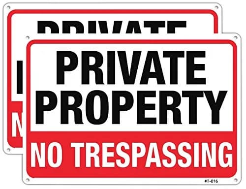 Dxyizus signs Private Property No Trespassing Signs 25cm x 35cm (10" x 14") | Heavy Duty Aluminum, UV Protected, 2-Pack thumbnail 1
