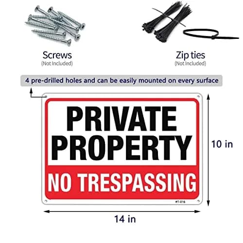 Dxyizus signs Private Property No Trespassing Signs 25cm x 35cm (10" x 14") | Heavy Duty Aluminum, UV Protected, 2-Pack thumbnail 7