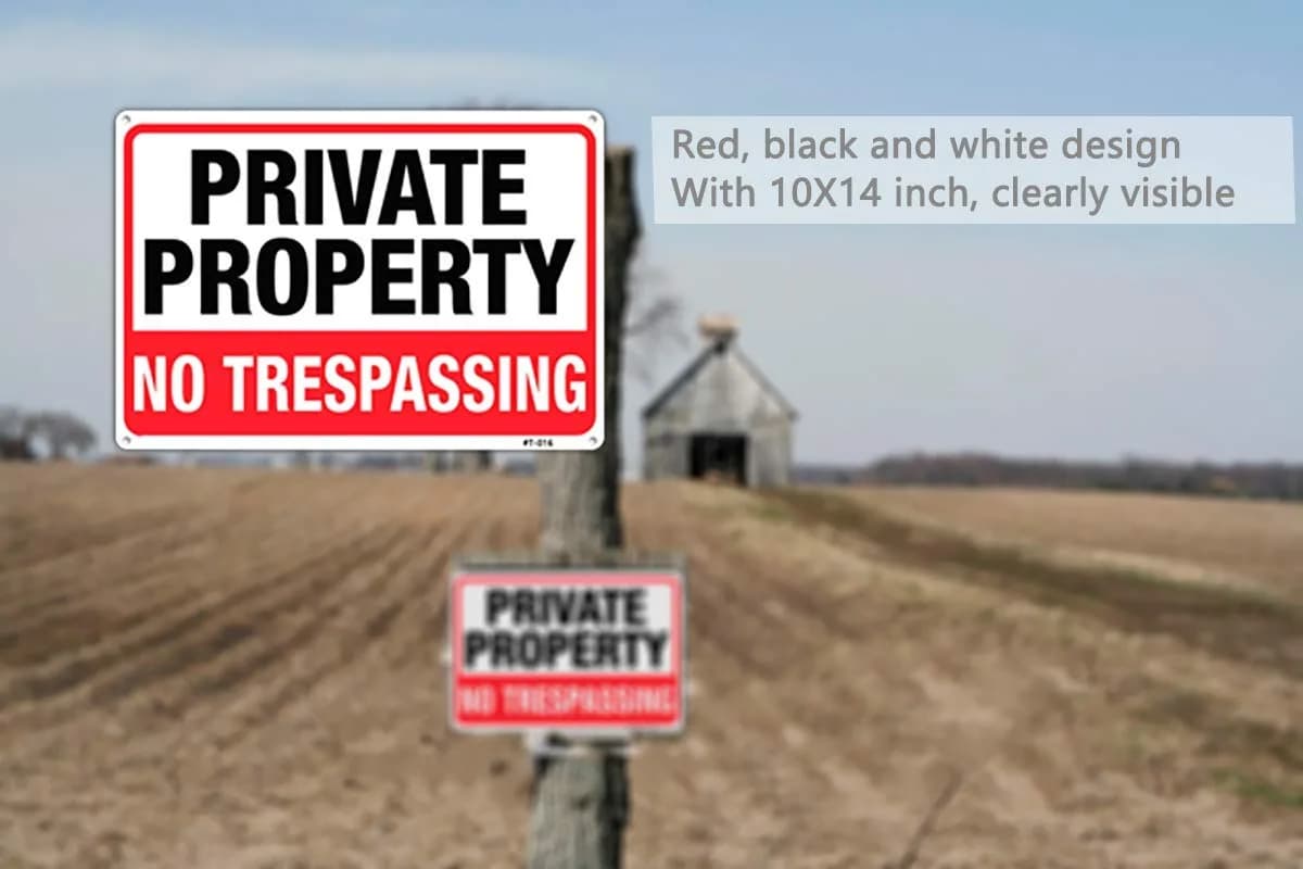 Dxyizus signs Private Property No Trespassing Signs 25cm x 35cm (10" x 14") | Heavy Duty Aluminum, UV Protected, 2-Pack - view 2
