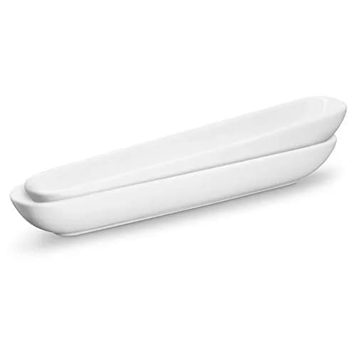 KooK White Ceramic Olive Boat Tray Set of 2 | Narrow Canoe Shape for Appetizers & Cheeses, 36 cm (12") thumbnail 2