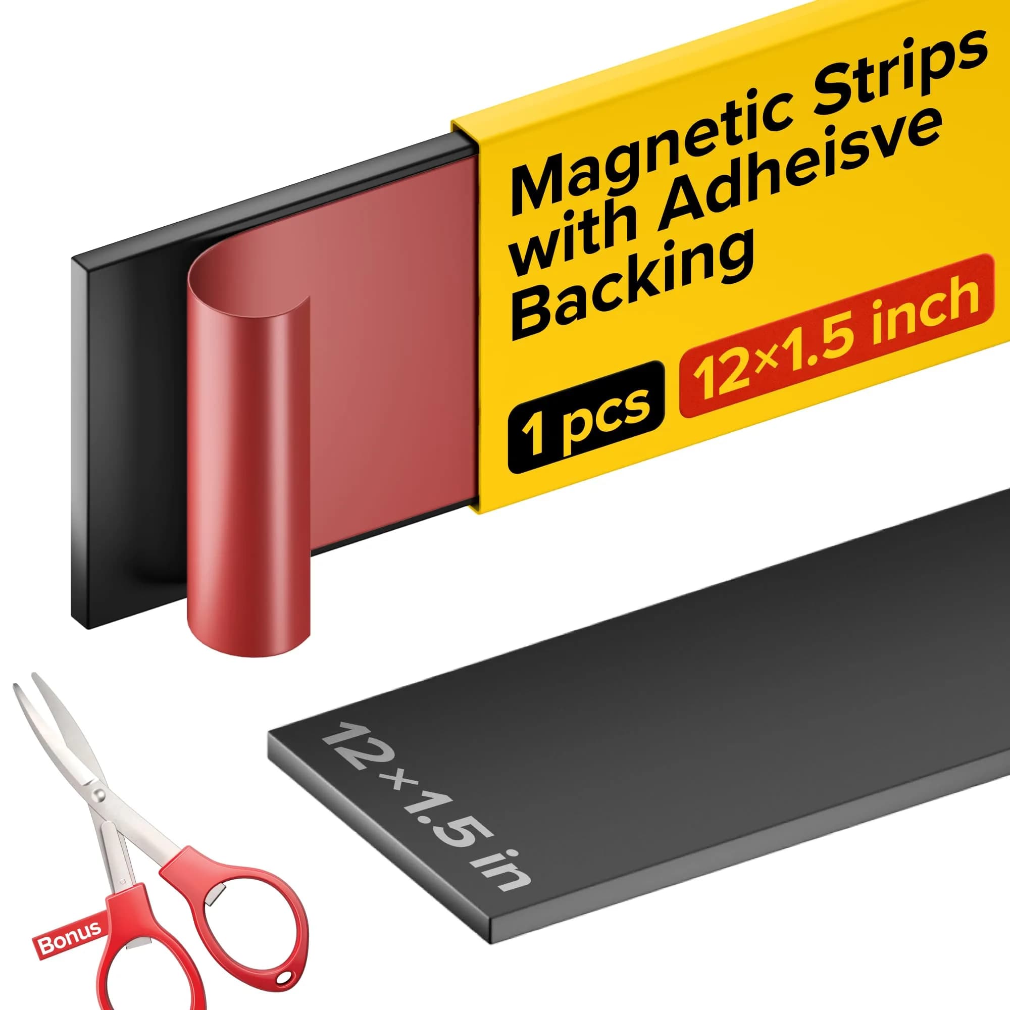 X-bet MAGNET Super Sticky Adhesive Magnetic Strips 12x1.5" | Flexible, Light-Duty Office & Craft Use thumbnail 1