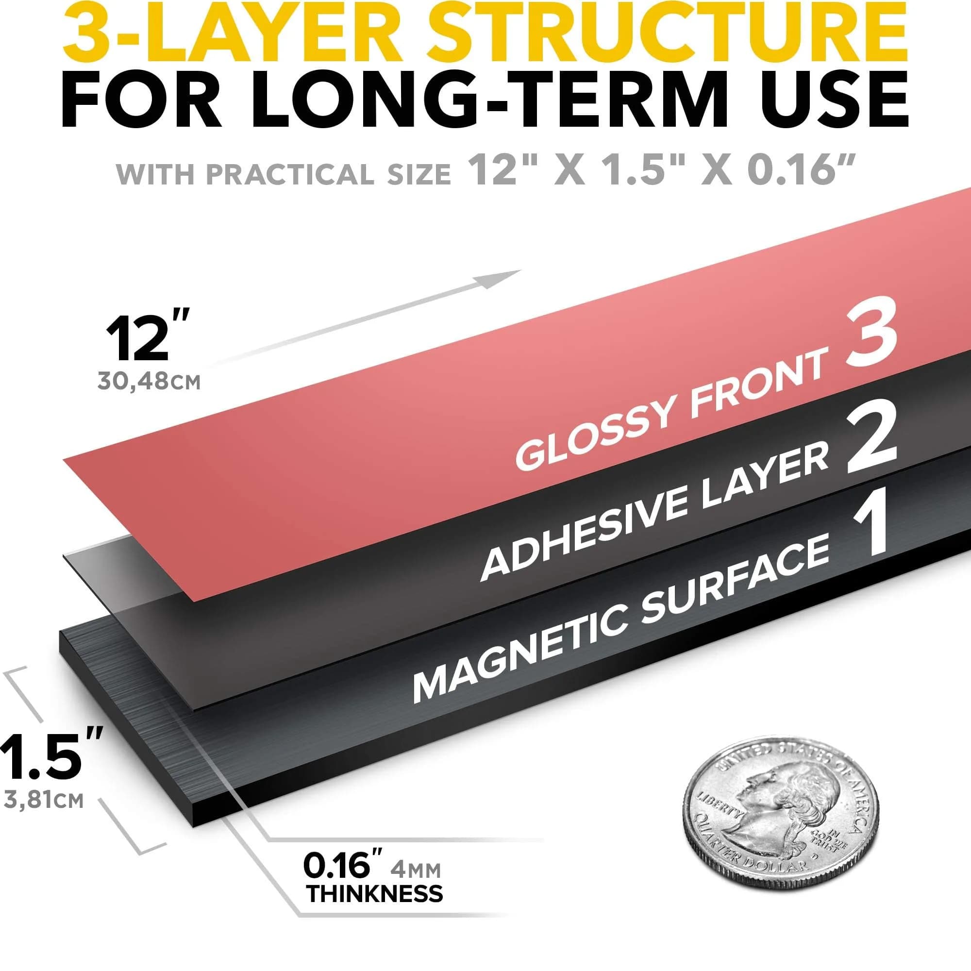 X-bet MAGNET Super Sticky Adhesive Magnetic Strips 12x1.5" | Flexible, Light-Duty Office & Craft Use thumbnail 2