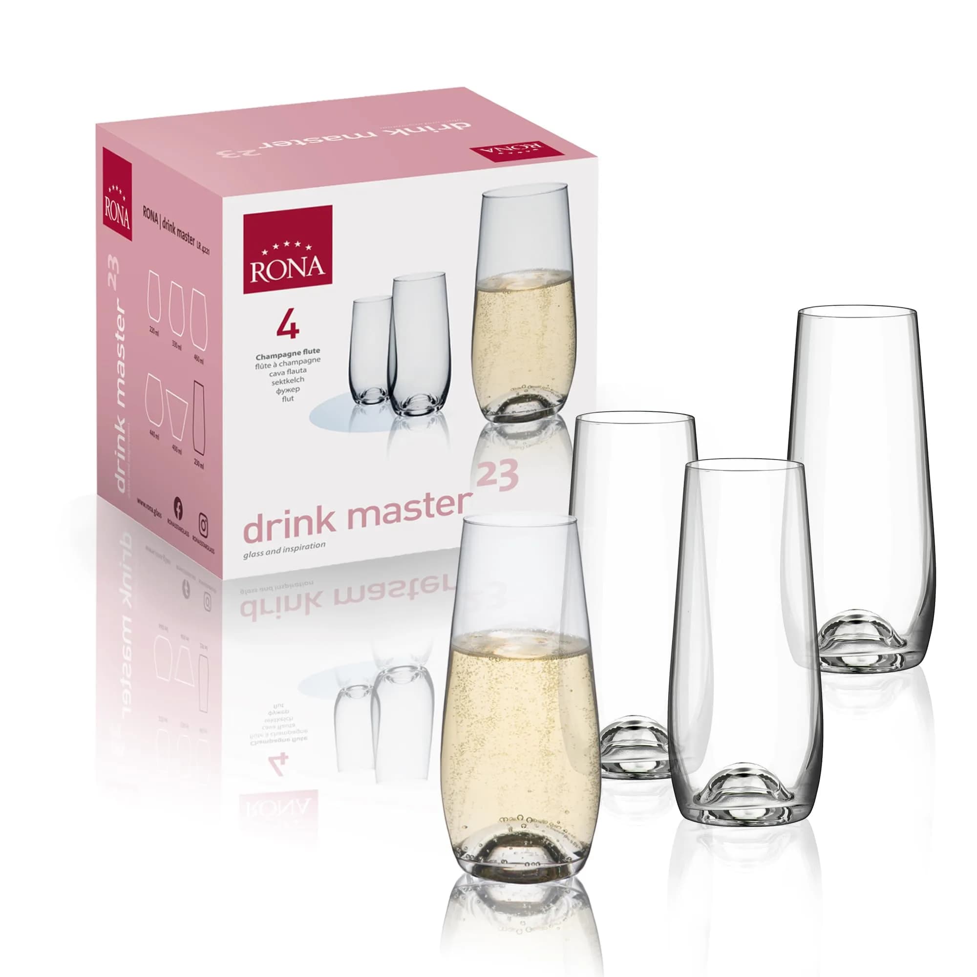 RONA Drink Master #6 Stemless Champagne Glass 9 oz | Lead-Free Crystal