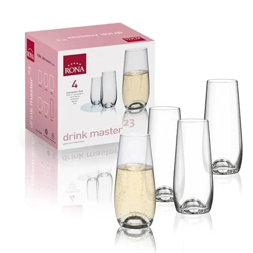 RONA Drink Master #6 Stemless Champagne Glass 9 oz | Lead-Free Crystal thumbnail 1