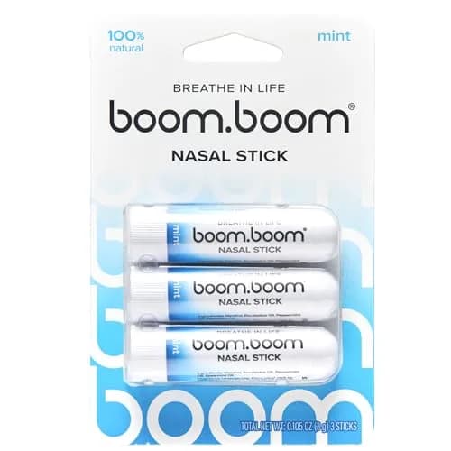 BoomBoom Nasal Stick, Essential Oils + Menthol Inhaler, Mint, 3 Pack | Natural Refreshment for Daily Wellness thumbnail 1