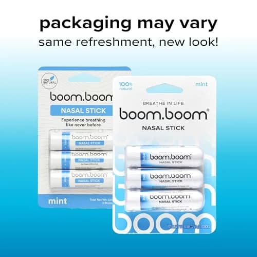 BoomBoom Nasal Stick, Essential Oils + Menthol Inhaler, Mint, 3 Pack | Natural Refreshment for Daily Wellness thumbnail 2