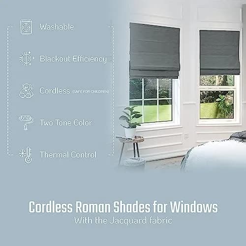 Everyday Celebration Roman Shades 23" W x 64" H | Room Darkening Cordless Window Treatment thumbnail 2