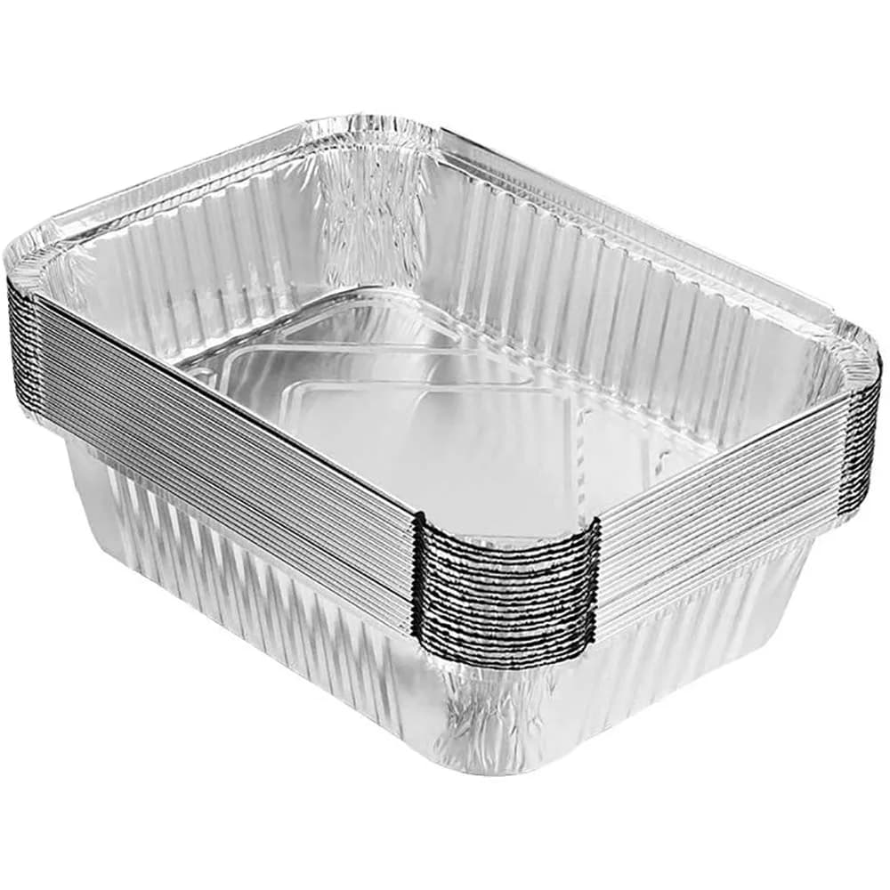 Tiger Chef Aluminum Pans Takeout Containers - Oblong Heavy Duty Foil Baking Pan - Quarter Size 8.4x5.9 inches | Durable, Eco-Friendly Food Storage (70-120 chars) — Silver
