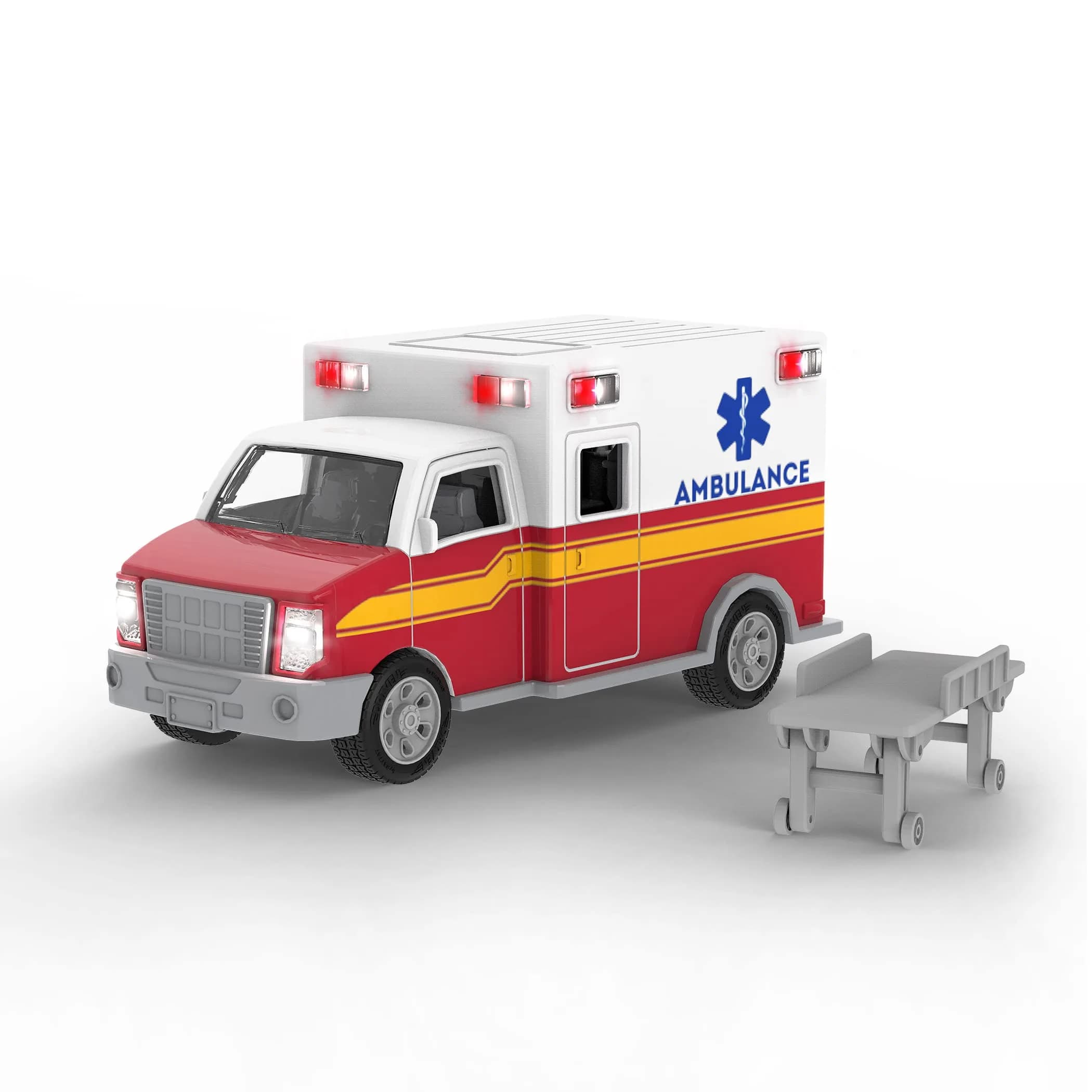 Driven by Battat Micro Ambulance Toy Truck with Lights and Sound, 1 Unit | ASTM-Tested Toy Vehicle for Kids 3+ — Ambulance