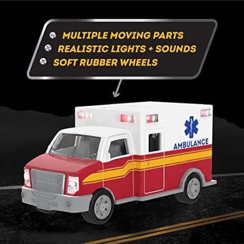 Driven by Battat Micro Ambulance Toy Truck with Lights and Sound, 1 Unit | ASTM-Tested Toy Vehicle for Kids 3+ thumbnail 4