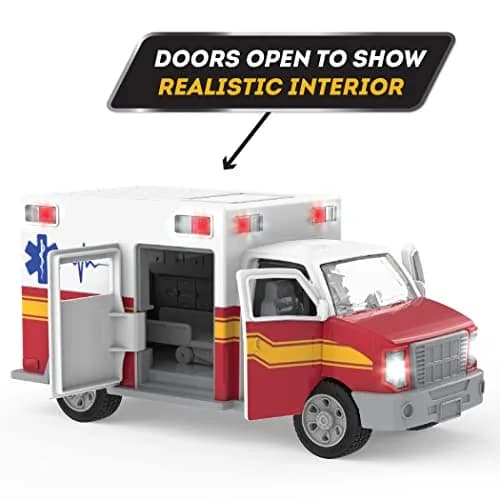 Driven by Battat Micro Ambulance Toy Truck with Lights and Sound, 1 Unit | ASTM-Tested Toy Vehicle for Kids 3+ thumbnail 5
