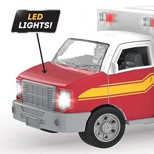 Driven by Battat Micro Ambulance Toy Truck with Lights and Sound, 1 Unit | ASTM-Tested Toy Vehicle for Kids 3+ thumbnail 6
